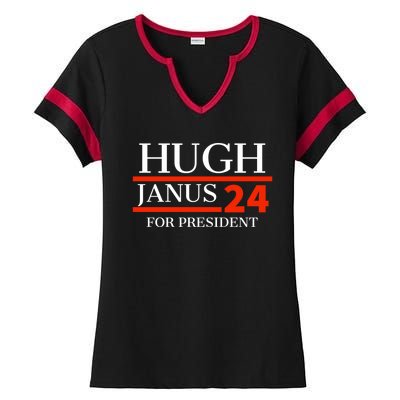 Hugh Janus 24 For President Funny 2024 Election Ladies Halftime Notch Neck Tee