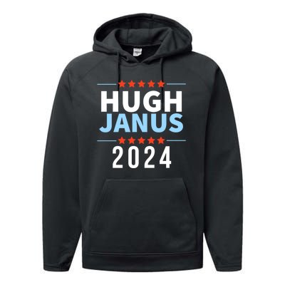 Hugh Janus 24 For President Funny 2024 Election Performance Fleece Hoodie