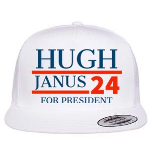 Hugh Janus 24 For President Funny 2024 Election Flat Bill Trucker Hat