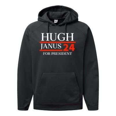 Hugh Janus 24 For President Funny 2024 Election Performance Fleece Hoodie