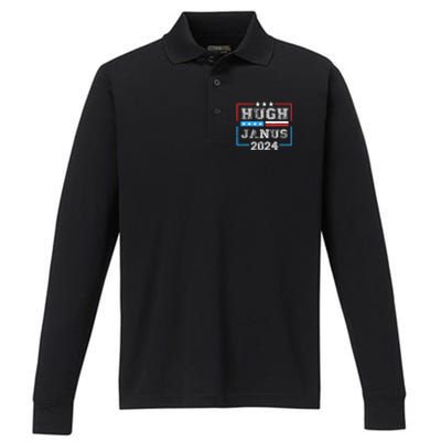 Hugh Janus 24 For President Performance Long Sleeve Polo