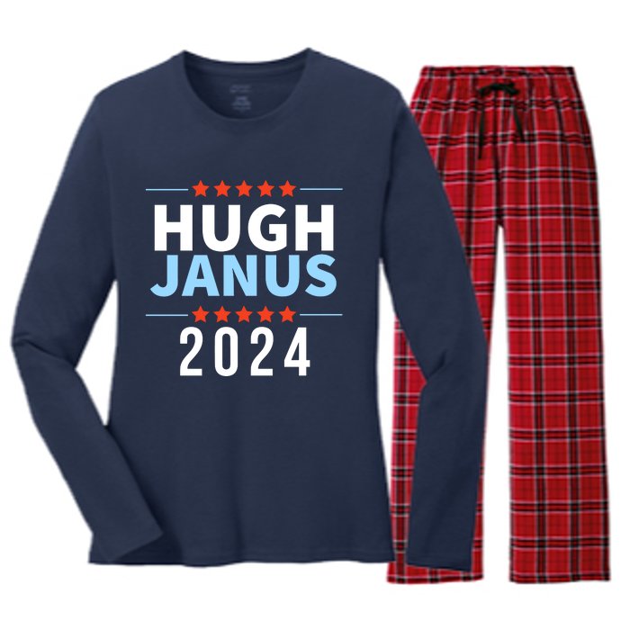 Hugh Janus 24 For President Funny 2024 Election Women's Long Sleeve Flannel Pajama Set 