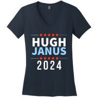 Hugh Janus 24 For President Funny 2024 Election Women's V-Neck T-Shirt