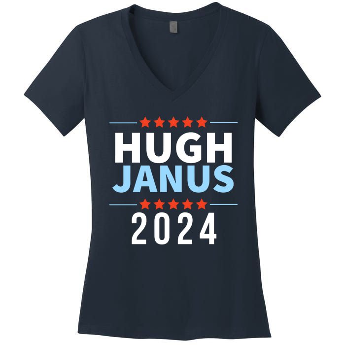 Hugh Janus 24 For President Funny 2024 Election Women's V-Neck T-Shirt