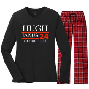 Hugh Janus 24 For President Funny 2024 Election Women's Long Sleeve Flannel Pajama Set 