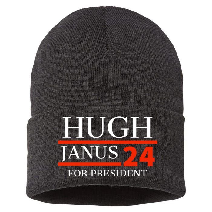 Hugh Janus 24 For President Funny 2024 Election Sustainable Knit Beanie