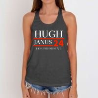 Hugh Janus 24 For President Funny 2024 Election Women's Knotted Racerback Tank