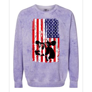 Heifer July 4 American Flag Farmer Gift Cow Cattle Gift Tee Gift Colorblast Crewneck Sweatshirt