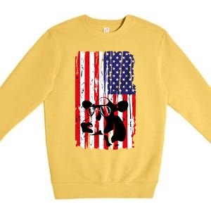 Heifer July 4 American Flag Farmer Gift Cow Cattle Gift Tee Gift Premium Crewneck Sweatshirt