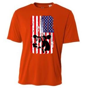 Heifer July 4 American Flag Farmer Gift Cow Cattle Gift Tee Gift Cooling Performance Crew T-Shirt