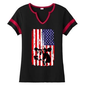 Heifer July 4 American Flag Farmer Gift Cow Cattle Gift Tee Gift Ladies Halftime Notch Neck Tee