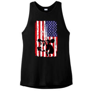 Heifer July 4 American Flag Farmer Gift Cow Cattle Gift Tee Gift Ladies PosiCharge Tri-Blend Wicking Tank