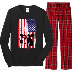 Heifer July 4 American Flag Farmer Gift Cow Cattle Gift Tee Gift Long Sleeve Pajama Set