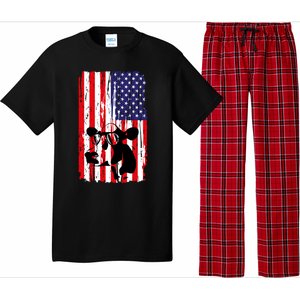 Heifer July 4 American Flag Farmer Gift Cow Cattle Gift Tee Gift Pajama Set