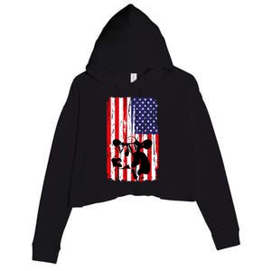 Heifer July 4 American Flag Farmer Gift Cow Cattle Gift Tee Gift Crop Fleece Hoodie