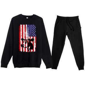 Heifer July 4 American Flag Farmer Gift Cow Cattle Gift Tee Gift Premium Crewneck Sweatsuit Set