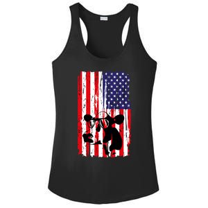 Heifer July 4 American Flag Farmer Gift Cow Cattle Gift Tee Gift Ladies PosiCharge Competitor Racerback Tank