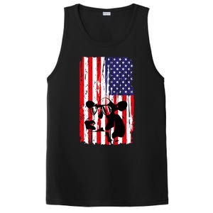 Heifer July 4 American Flag Farmer Gift Cow Cattle Gift Tee Gift PosiCharge Competitor Tank