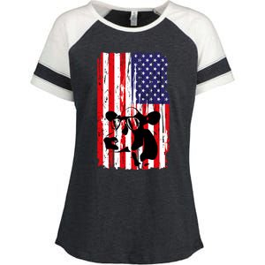 Heifer July 4 American Flag Farmer Gift Cow Cattle Gift Tee Gift Enza Ladies Jersey Colorblock Tee