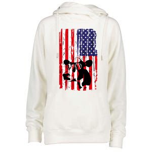 Heifer July 4 American Flag Farmer Gift Cow Cattle Gift Tee Gift Womens Funnel Neck Pullover Hood