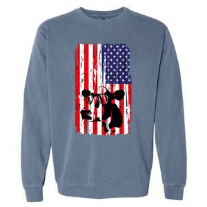 Heifer July 4 American Flag Farmer Gift Cow Cattle Gift Tee Gift Garment-Dyed Sweatshirt