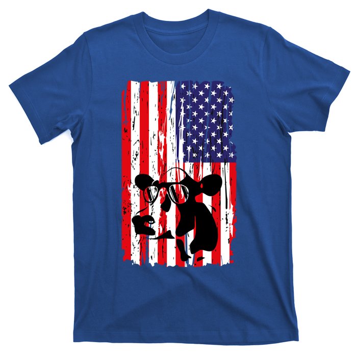 Heifer July 4 American Flag Farmer Gift Cow Cattle Gift Tee Gift T-Shirt