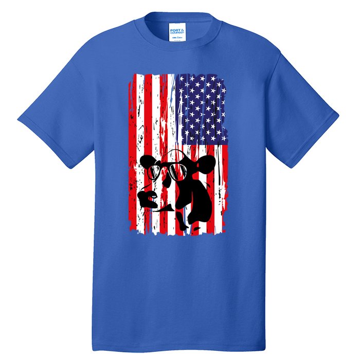 Heifer July 4 American Flag Farmer Gift Cow Cattle Gift Tee Gift Tall T-Shirt