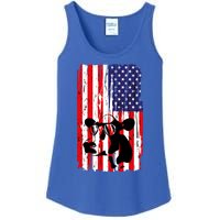 Heifer July 4 American Flag Farmer Gift Cow Cattle Gift Tee Gift Ladies Essential Tank