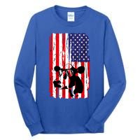 Heifer July 4 American Flag Farmer Gift Cow Cattle Gift Tee Gift Tall Long Sleeve T-Shirt