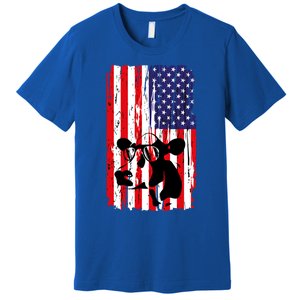 Heifer July 4 American Flag Farmer Gift Cow Cattle Gift Tee Gift Premium T-Shirt