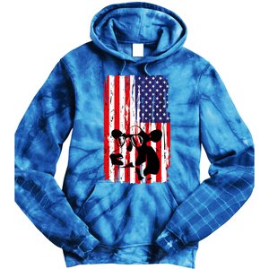 Heifer July 4 American Flag Farmer Gift Cow Cattle Gift Tee Gift Tie Dye Hoodie