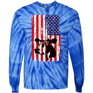 Heifer July 4 American Flag Farmer Gift Cow Cattle Gift Tee Gift Tie-Dye Long Sleeve Shirt