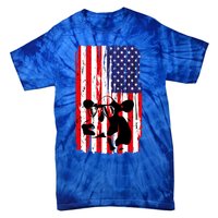 Heifer July 4 American Flag Farmer Gift Cow Cattle Gift Tee Gift Tie-Dye T-Shirt