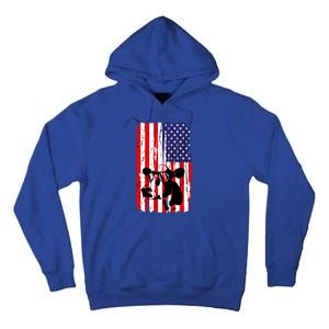 Heifer July 4 American Flag Farmer Gift Cow Cattle Gift Tee Gift Tall Hoodie