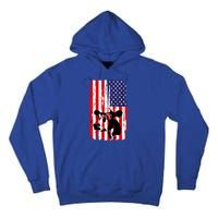 Heifer July 4 American Flag Farmer Gift Cow Cattle Gift Tee Gift Tall Hoodie