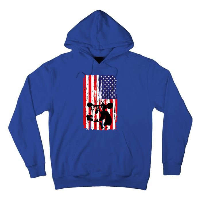 Heifer July 4 American Flag Farmer Gift Cow Cattle Gift Tee Gift Tall Hoodie