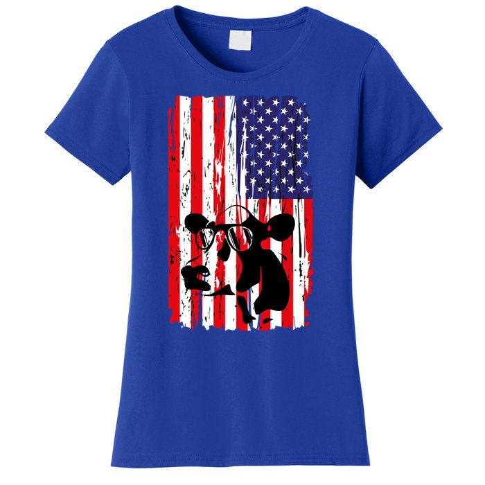 Heifer July 4 American Flag Farmer Gift Cow Cattle Gift Tee Gift Women's T-Shirt