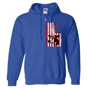 Heifer July 4 American Flag Farmer Gift Cow Cattle Gift Tee Gift Full Zip Hoodie