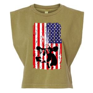 Heifer July 4 American Flag Farmer Gift Cow Cattle Gift Tee Gift Garment-Dyed Women's Muscle Tee