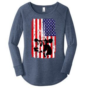 Heifer July 4 American Flag Farmer Gift Cow Cattle Gift Tee Gift Women's Perfect Tri Tunic Long Sleeve Shirt