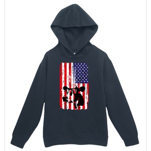 Heifer July 4 American Flag Farmer Gift Cow Cattle Gift Tee Gift Urban Pullover Hoodie