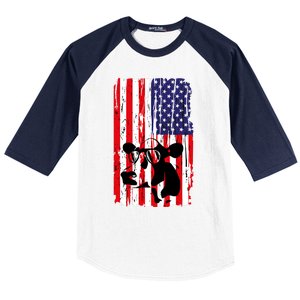 Heifer July 4 American Flag Farmer Gift Cow Cattle Gift Tee Gift Baseball Sleeve Shirt