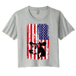 Heifer July 4 American Flag Farmer Gift Cow Cattle Gift Tee Gift Women's Crop Top Tee