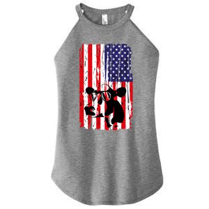 Heifer July 4 American Flag Farmer Gift Cow Cattle Gift Tee Gift Women's Perfect Tri Rocker Tank