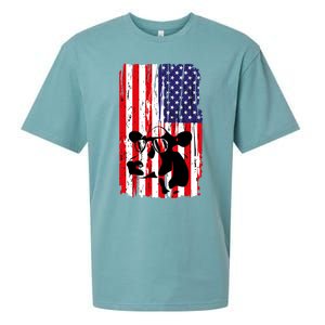 Heifer July 4 American Flag Farmer Gift Cow Cattle Gift Tee Gift Sueded Cloud Jersey T-Shirt