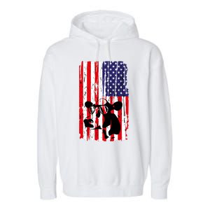 Heifer July 4 American Flag Farmer Gift Cow Cattle Gift Tee Gift Garment-Dyed Fleece Hoodie