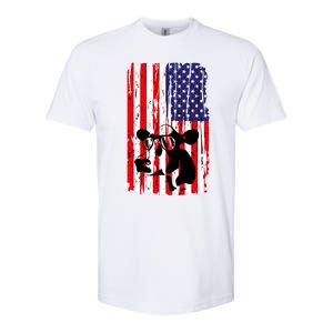 Heifer July 4 American Flag Farmer Gift Cow Cattle Gift Tee Gift Softstyle CVC T-Shirt