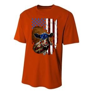 Heifer July 4 American Flag Farmer Gift Cow Cattle Gift Performance Sprint T-Shirt