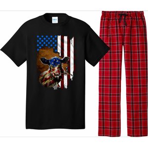 Heifer July 4 American Flag Farmer Gift Cow Cattle Gift Pajama Set