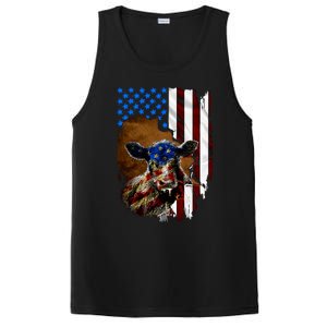 Heifer July 4 American Flag Farmer Gift Cow Cattle Gift PosiCharge Competitor Tank